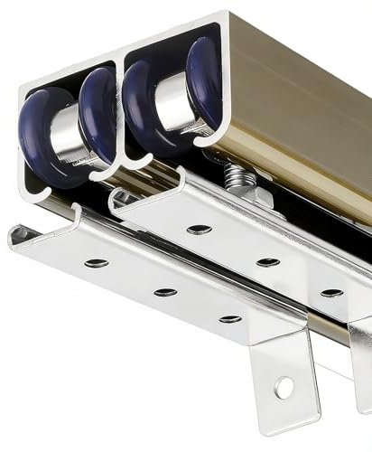Kit Binario per Porta Scorrevole a Scomparsa, Sistema di Porte Scorrevoli a Doppio Binario - Invisibile, Montaggio Superiore Portata 60 kg per Armadio a Muro e Doccia