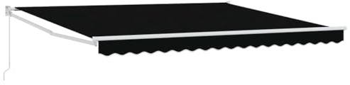 Fisinber Tenda da sole retrattile manuale, 400 x 300 cm, tenda da sole con braccio articolato per terrazza e giardino, in poliestere, robusto telaio in alluminio e acciaio con manovella, colore: nero