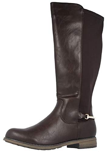 Fitters Footwear That Fits dam stövlar Maja PU stövel klassisk elastisk ryttarlook stor (EU,), - BRUN - 42 EU