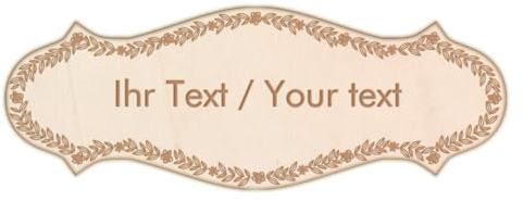 Geschwungenes Türschild aus Holz mit personalisierter Gravur - Holzschild, 130 x 47 mm - Namensschild, Klingelschild mit eigenem Design