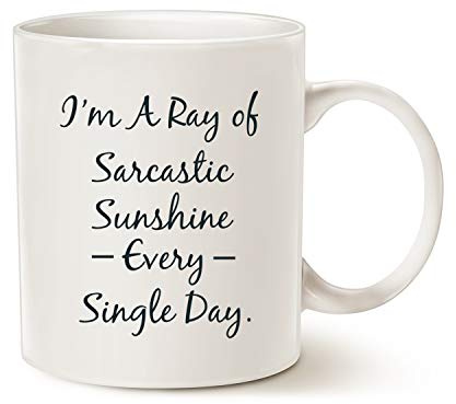 This Funny Personalize Coffee Mug, Sarcastic Ray of Sunshine Gifts, Best Mug for Lovers of Sarcasm, Ceramic Cup White, 11 Oz