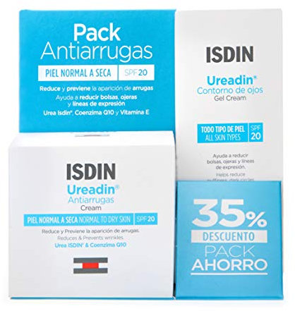 ISDIN Ureadin® Crema AntiarrugasISDIN Ureadin® Pack de Crema Antiarrugas + Contorno de Ojos, con SPF 20 y Urea ISDIN® para Piel Seca que Hidrata la Piel, 2 unidades (Paquete de 1)
