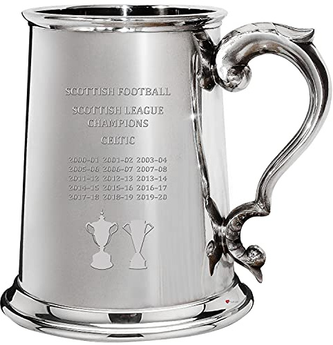 I LUV LTD Celtic Pewter Tankard | 1 Pint Engraved Pewter Metal Beer Mug | Scottish Division One & Glasgow Premiership Titles Wins Memorabilia | Option to Engrave