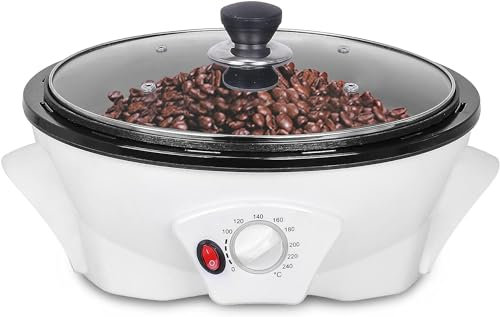 JIAWANSHUN Electric Coffee Bean Roaster for Home Use 1.1lb Capacity Temperature Control (0-240℃), Non-Stick, Perfect for Beginner Roasting, 1200W, 110V