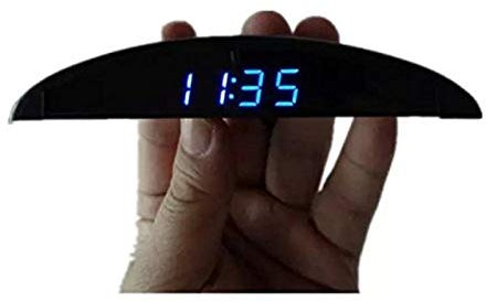 BONNIO Ultradünne Auto Armaturenbrett Elektronische Uhr Voltmeter Thermometer Blau Digital Leuchtanzeige