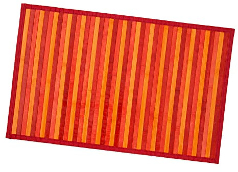 emmevi Bambus-Teppich aus Holz, rutschfest, Fußmatte, Bambus, Küche, Bad, Degradé, 50 x 77 cm, Rot