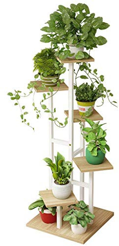 Kreativ Pflanzenständer Holz und Metall Blumenständer für Wohnzimmer Balkon Dekor Pflanzenregal Blumenregal Innen und Außen Pflanzer Halter Leiterregal Lagerung Display Regal