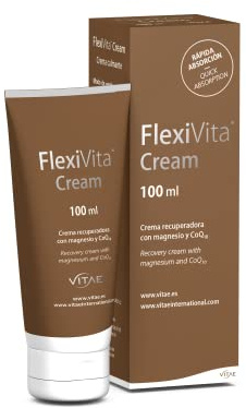 Vitae Flexivita Crema 100ml | Crema de masaje | Músculos y Articulaciones en condiciones óptimas | Magnesio, Árnica, Coenzima Q10, Harpagófito | Agradable textura y olor