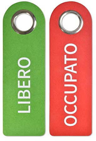 SynMe 5 x 2 FREI/BESETZT Libero/OCCUPATO Türhänger aus Poly-Filz - 27 x 8,5 x 0,5 cm - Mit Metal-Schutzring - Türschild - Badezimmer Schlafzimmer - Statusanzeiger - Vielseitig einsetzbar Germany