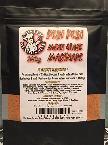 MISTER MARINADE Peri Peri Meat Glaze Marinade & BBQ Rub 200g, an Intense Blend of Chillies, Peppers & Herbs with a Hint of Zestiness, Perfect for Chicken