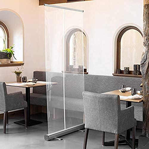 Roll up The Transparent Banner，Sneeze Guard Screen，Social Distancing Screen，Spit Protection，Floor Standing Transparent Partition Screen/A / 80×200cm