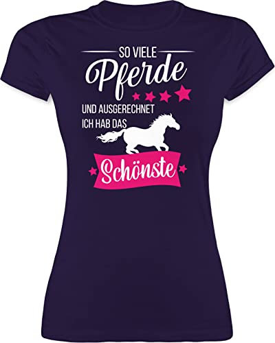 Shirt Damen - So viele Pferde und ich hab das schönste weiß - XXL - Lila - Tshirt mit Pferd reitklamotten pferdeliebhaber ausgerechnet t-Shirts pferdeshirts reiten t-Shirt reitbekleidung