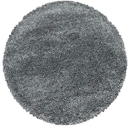 Carpettex Hochflor Teppich - Wohnzimmer Shaggy Flokati Modern Einfarbig 120 cm Rund Hellgrau - Schlafzimmer Weich Flauschig Waschbar - Küche Esszimmer Langflor