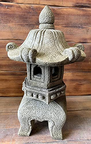 J and L Stone Ornaments STONE GARDEN DETAILED LARGE JAPANESE PAGODA HAND CAST STONE KOI ORNAMENT GIFT