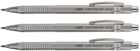 BIC 3 Stück Druckbleistifte, nachfüllbar, CRITERIUM Luxe Silver HB 2 mm