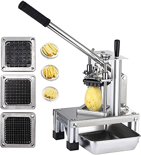 Do-Electr Cortador de Patatas Fritas, Fritas profesional Cortadora Comercial de Verduras Astilladora de Patatas con Cuchillas de Acero Inoxidable 304 de tamaño 1/4 1/2 3/8