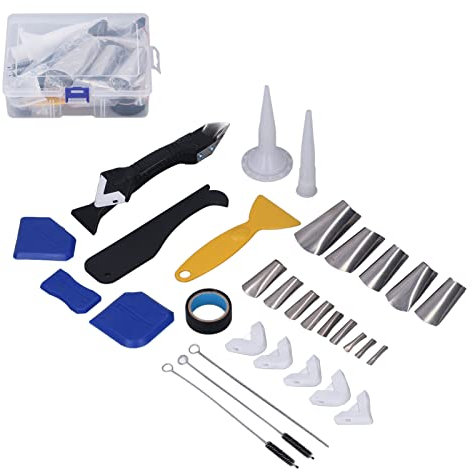 Outils de calfeutrage en silicone 5 en 1 grattoir d'angle de pelle multifonctionnel outil de finition de mastic en silicone dissolvant de mastic et grattoir de mastic
