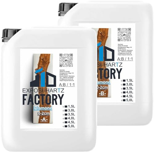 Epoxidharz Exposi Hartz 1:1 Diamond MAX-UV Epoxy Resin glasklar Gießharz 2K, 0,1-10cm 4L (2L A + 2L B)