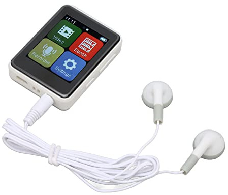Elprico Lettore MP3, Lettore MP4 con Bluetooth 5.0, Touch screen completo da 1,8 pollici, Lettore musicale portatile con altoparlante, Qualità audio HiFi, E-Book, Radio (Bianco)