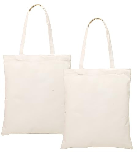 HENGBIRD Högkvalitativ tygpåse, bomullsväska, 2 stycken jutepåsar otryckt, 35 × 40 cm tygpåse långt handtag återanvändbar jutepåse miljövänlig tygväska shoppingväska bärväska, Beige, 35×40cm