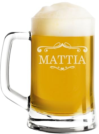 fashwork Boccale da Birra PERSONALIZZATO 50 cl inciso con Nome Frasi Anno Anni Compleanno PERSONALIZZA Idea Regalo PERSONALIZZABILE Papà Nonno Zio Padrino Natale SanValentino