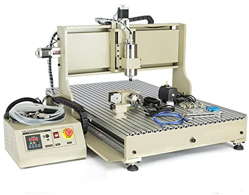Kaichenyt Máquina de grabado, 4 ejes, máquina de grabado, fresadora con rueda de mano para diseño publicitario industrial, compatible con placa de PVC acrílico MDF en grabado