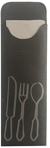 PAPSTAR 100 Bestecktaschen 23,5 cm x 7,3 cm anthrazit inklusive Farbiger Bistro Serviette