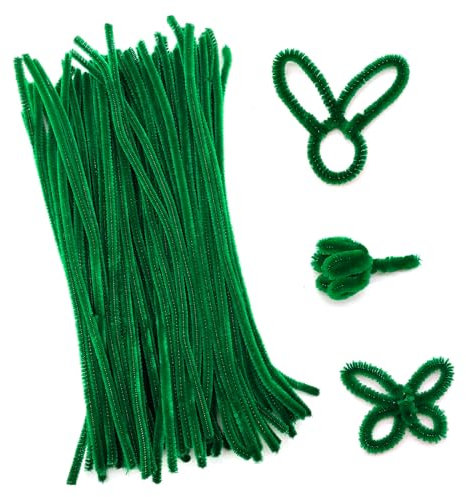 Vordpe 100 Stück Pfeifenreiniger, Chenilledraht Lang Biegeplüsch, 30CM Biegeplüsch für Kinder Zum Basteln und Dekorieren für DIY Handwerksprojekte (Grün)