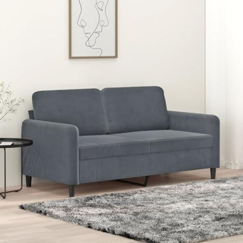 CIADAZ 2-Sitzer-Sofa Dunkelgrau 140 cm Samt, Loungesofa, Sofas & Couches, Relaxsofa, Couch für Wohnzimmer, Couch Mit - 359443
