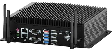BASOARO Mini PC sans Ventilateur PC Industriel Win 11 Pro Fanless PC Core i5 10210U, 16GB RAM 256GB SSD, 2 RJ45 LAN, Triple Affichage HD DP Type-C, GPIO, 6 RS232 COM, 8 USB, WiFi BT