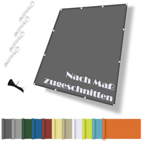 MENGH Sonnensegel Wasserdicht Rechteckig 1.5x2M, Markisenstoff UV Schutz 95%, Sonnenschutz Markise Mit Ösen Reißfest Wetterfest mit Seil für Balkon Terrasse Garten, Anthrazit