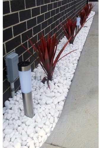 Piedras blancas 20/40 mm Bolsa de 5 kg para decoracion de interior o exterior, jardines, macetas o jarrones (5, Kilogramos)