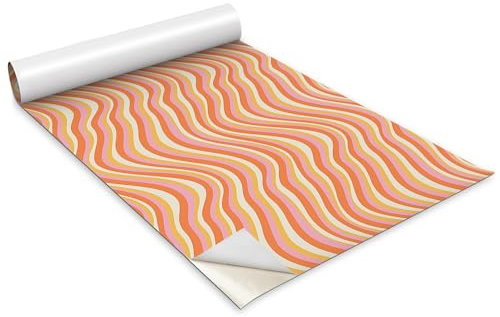 Wallfluent Selbstklebende Für Möbel Tisch Schrank Tür Küchenfronten Hochwertige Möbelfolie 100x50cm Dekofolie Tapete Küchenfolie Klebefolie Deko für Möbel - Retro-Vintage-Wellenmuster