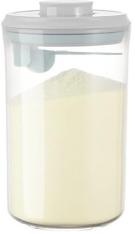 Cubble 2000ml Round Airtight Baby Milk Powder & Food Storage Container | BPA-Free, One-Touch Lid, Built-in Scoop & Hanger, No Scraper | Formula, Snacks, Coffee, Flour