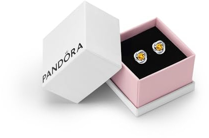 Pandora November Honey Eternity Circle Stud Earrings, Gift Box | Sterling Silver Birthstone Earrings with Man-Made Stones for Women, Gift for Her