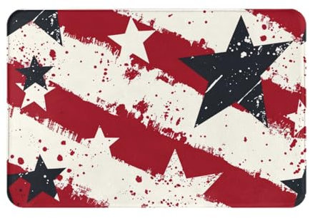 Mexpekil Rutschfester Badteppich für Badezimmerboden, patriotischer Stern der amerikanischen Flagge, 40,6 x 61 cm, super Wasseraufnahme, gemütliches Design, maschinenwaschbar