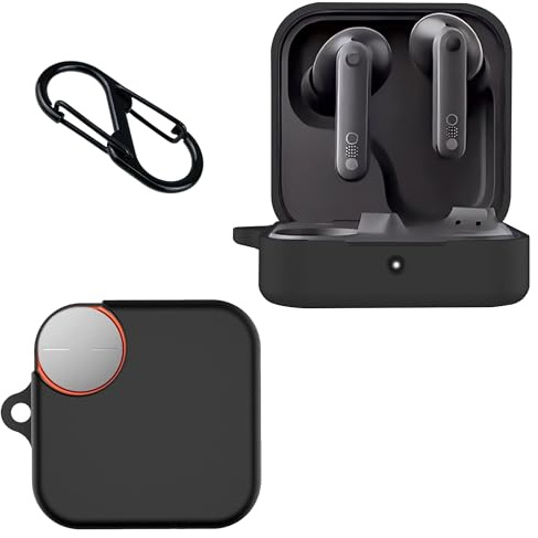 Rojeuinn Hülle für CMF by Nothing Buds Pro 2 Silikon Schutzhülle,unterstützt Kabellos Laden [Front-LED Sichtbar] mit Karabiner Stoßfest Case Cover-Schwarz