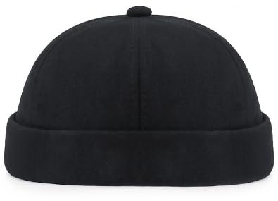 Arderly Black Beanie Hat, Retro Adjustable Statement Trawler Fisherman Brimless Cap Unisex