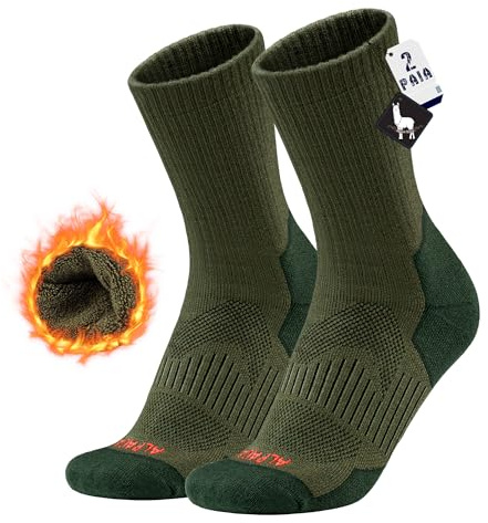 MAGISDU Chaussettes Chaudes Femme et Homme Laine Alpaga Chaussettes Thermiques Hautes Epaisse Anti Froid Hiver Running Ski Randonnée pour SnowBoard Sport Taille 35-51 Lot de 2