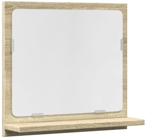 Specchio da bagno con ripiano, rovere Sonoma, 40 x 11 x 37 cm, materiale in legno