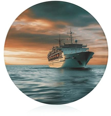 Kreuzfahrtschiff-Schneidebrett für Küche, rundes Muster, Schneideblock aus gehärtetem Glas, rutschfestes Glasschneidebrett, personalisierte Schneidematten für Zuhause