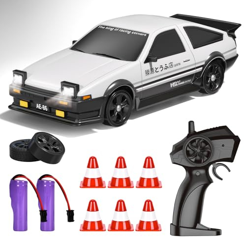 BuzzoXerex Drift Auto Ferngesteuert, Mini Drift Car, 1:24 4WD Mini RC Auto mit LED-Leuchten,18 km/h, RC Ferngesteuertes Spielzeugauto für Erwachsene und Kinder ab 6 Jahre älter (Weiß)