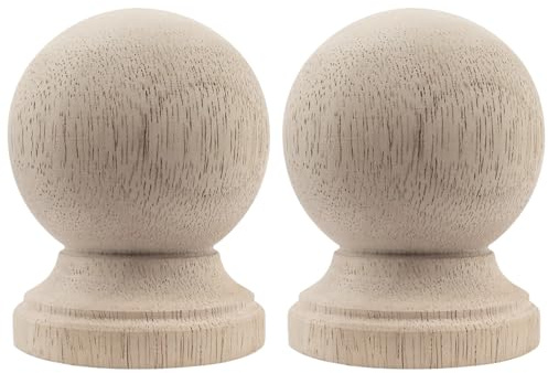 Unfinished Solid Wood Finials - Pack of 2, Newel Post Caps for Stairs, Bedpost & Flagpole Toppers, Large DIY Craft Wooden Decorative Tips(Large, Style 4)