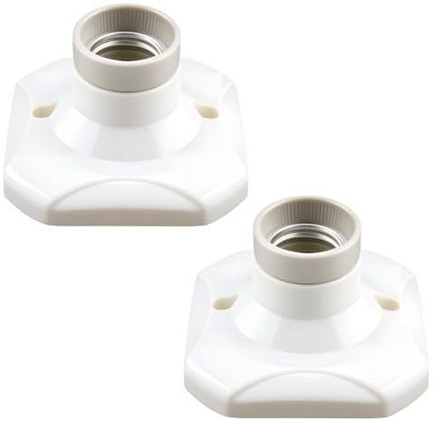 E27 Light Bulb Socket Holder, ES Lamp Holder Base Ceramic Ceiling Light Fitting, for E27 Edison Screw Wall Socket Energy DIY Saving Lamps Bulb LED Lighting, AC 220-250V, White