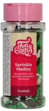 FunCakes Sprinkle Medley Zuckerstreusel, Football, 65 g | Guter Geschmack, Perfekt zum Dekorieren von Eis, Kuchen, Cupcakes, Cake Pops, Donuts und Kekse, Sprinkle Streusel Mix