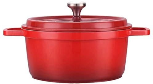 BOJHGO Cocotte Forno in Alluminio pressofuso smaltato con Coperchio Cucina Domestica Pentola Smaltata Forno Pentola in Alluminio pressofuso Pentole multifunzionali(Red)