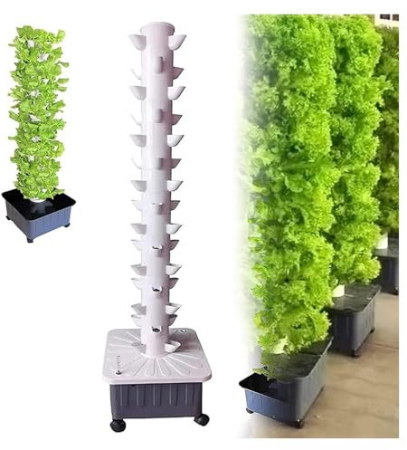 Pink Beryl 45 hole hydroponic farming system, indoor farming system, vertical farming tower, soilless farming system, for herbs, fruits and vegetables