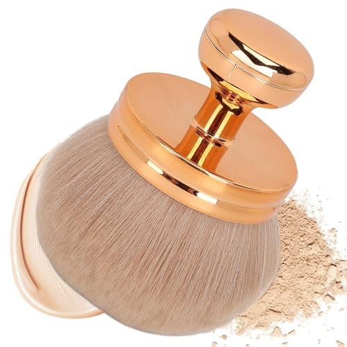 Grand pinceau autobronzant - 7,4 cm de diamètre - Applicateur de bronzage à tête large pour le corps - Kabuki ovale - Applicateur portable de mélange et de peau floue pour jambes/bras (Or rose)