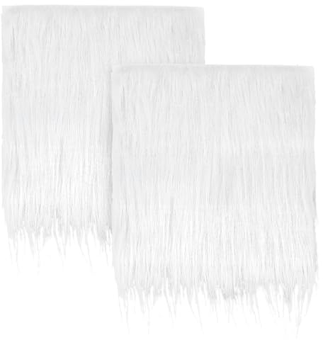 2 Stück Kunstfell Meterware, 60x40cm Weiß Kunstfell Zum Basteln, Faux Fur Fabric für Sitzkissen, Stuhlbezüge, Böden, Weihnachtsdeko Plüschstoff
