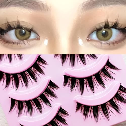 SIVZUMO 10 Paare Falsche Wimpern, Manga Lashes Natürlicher, Ciglia finte, Mink Spiky Wispy False Eyelashes Wimpern, Anime Fake Lashes, Wimpern wispy, Künstliche wimpern, Look Künstliche Wimpern